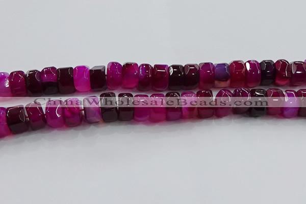 CAG9779 15.5 inches 8*16mm faceted rondelle agate gemstone beads