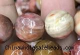 CAG9814 15.5 inches 12mm faceted round wood agate beads