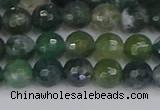 CAG9824 15.5 inches 6mm faceted round moss agate beads