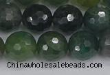 CAG9827 15.5 inches 12mm faceted round moss agate beads