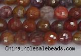 CAG9845 15.5 inches 4mm faceted round red moss agate beads