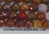 CAG9846 15.5 inches 6mm faceted round red moss agate beads