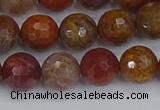 CAG9847 15.5 inches 8mm faceted round red moss agate beads