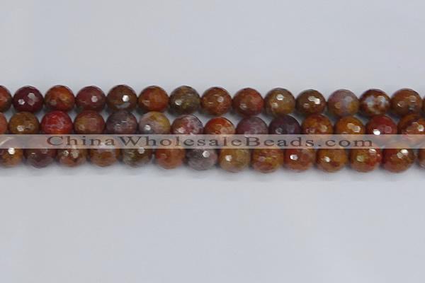 CAG9848 15.5 inches 10mm faceted round red moss agate beads