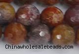 CAG9849 15.5 inches 12mm faceted round red moss agate beads