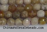 CAG9853 15.5 inches 6mm faceted round ocean fossil agate beads