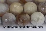 CAG9856 15.5 inches 12mm faceted round ocean fossil agate beads