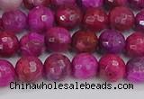 CAG9876 15.5 inches 6mm faceted round fuchsia crazy lace agate beads