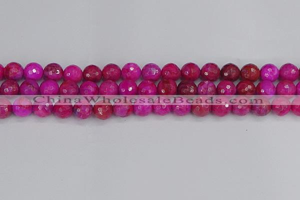 CAG9878 15.5 inches 10mm faceted round fuchsia crazy lace agate beads