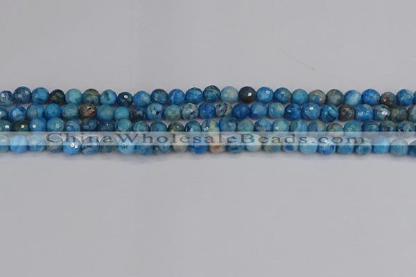 CAG9882 15.5 inches 4mm faceted round blue crazy lace agate beads