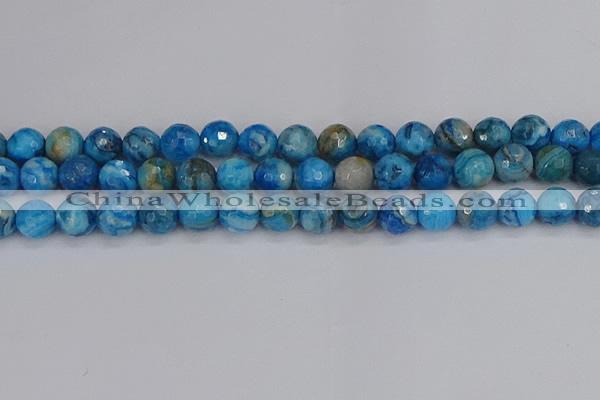 CAG9885 15.5 inches 10mm faceted round blue crazy lace agate beads