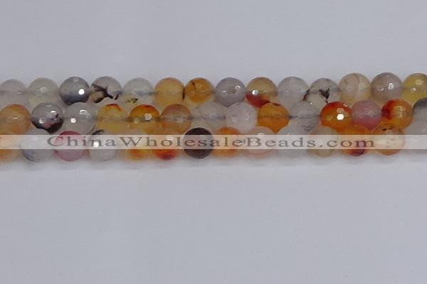 CAG9893 15.5 inches 12mm faceted round dendritic agate beads