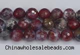 CAG9903 15.5 inches 4mm faceted round red lightning agate beads