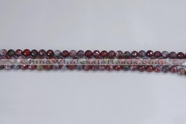 CAG9903 15.5 inches 4mm faceted round red lightning agate beads