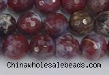 CAG9905 15.5 inches 8mm faceted round red lightning agate beads