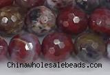 CAG9907 15.5 inches 12mm faceted round red lightning agate beads