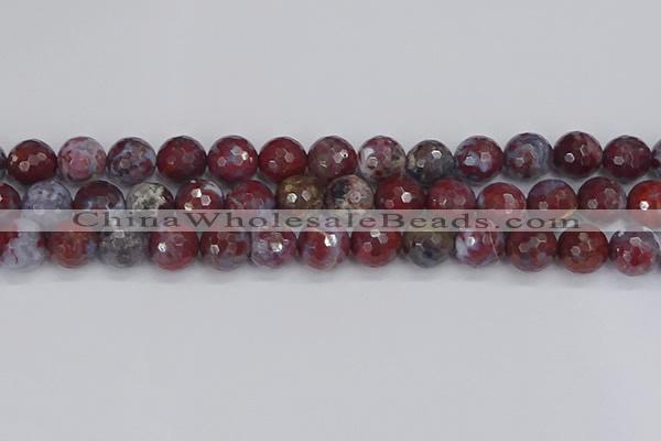 CAG9907 15.5 inches 12mm faceted round red lightning agate beads