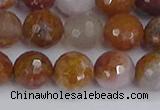 CAG9913 15.5 inches 10mm faceted round red moss agate beads