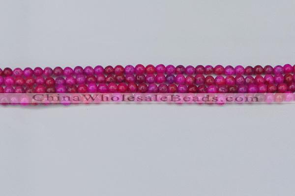 CAG9924 15.5 inches 4mm round fuchsia crazy lace agate beads