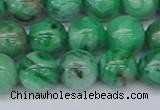 CAG9942 15.5 inches 12mm round green crazy lace agate beads