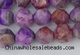 CAG9946 15.5 inches 8mm faceted nuggets purple crazy lace agate beads