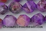 CAG9948 15.5 inches 12mm faceted nuggets purple crazy lace agate beads