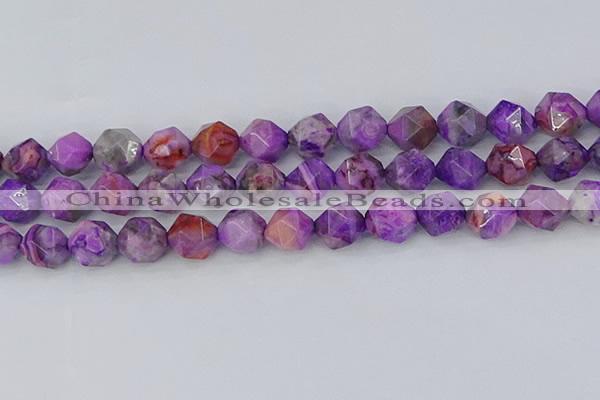 CAG9948 15.5 inches 12mm faceted nuggets purple crazy lace agate beads