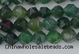 CAG9969 15.5 inches 6mm faceted nuggets moss agate beads