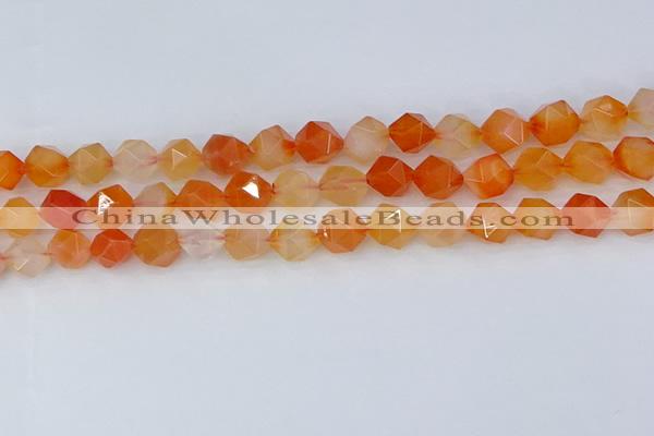 CAG9977 15.5 inches 10mm faceted nuggets red agate beads