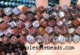 CAG9989 15.5 inches 10mm faceted nuggets red lightning agate beads