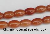 CAJ150 15.5 inches 8*12mm rice red aventurine jade beads