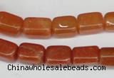 CAJ151 15.5 inches 10*13mm cuboid red aventurine jade beads