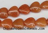 CAJ152 15.5 inches 12*12mm heart red aventurine jade beads