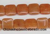 CAJ155 15.5 inches 12*12mm square red aventurine jade beads