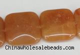 CAJ157 15.5 inches 25*25mm square red aventurine jade beads