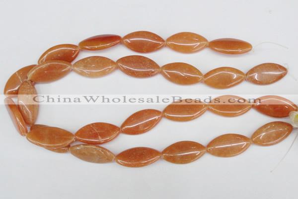 CAJ165 15.5 inches 15*30mm marquise red aventurine jade beads