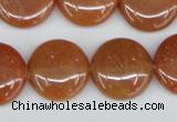 CAJ166 15.5 inches 20mm flat round red aventurine jade beads