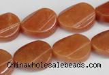 CAJ172 15.5 inches 13*18mm twisted oval red aventurine jade beads