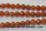 CAJ361 15.5 inches 6mm faceted round red aventurine beads wholesale