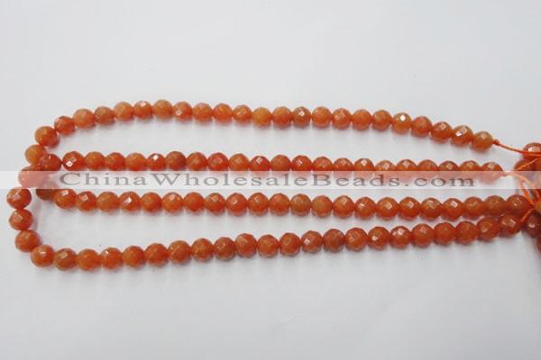 CAJ362 15.5 inches 8mm faceted round red aventurine beads wholesale