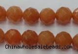 CAJ364 15.5 inches 12mm faceted round red aventurine beads wholesale