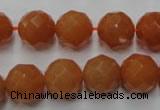 CAJ365 15.5 inches 14mm faceted round red aventurine beads wholesale