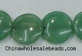 CAJ55 15.5 inches 20mm flat round green aventurine jade beads wholesale