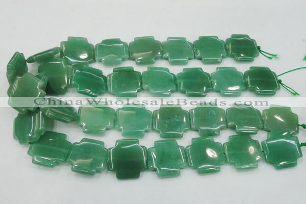 CAJ58 15.5 inches 25*25mm cross green aventurine jade beads wholesale