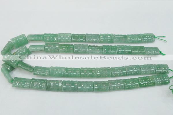 CAJ59 15.5 inches 13*18mm flat bamboo green aventurine jade beads