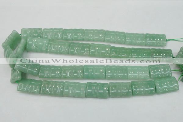 CAJ60 15.5 inches 18*25mm flat bamboo green aventurine jade beads