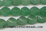 CAJ664 15.5 inches 8*10mm twisted rice green aventurine beads