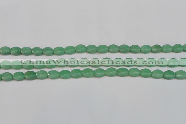 CAJ665 15.5 inches 8*12mm twisted rice green aventurine beads