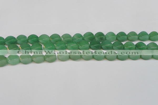 CAJ666 15.5 inches 10*14mm twisted rice green aventurine beads