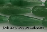 CAJ708 15.5 inches 10*30mm faceted teardrop green aventurine beads